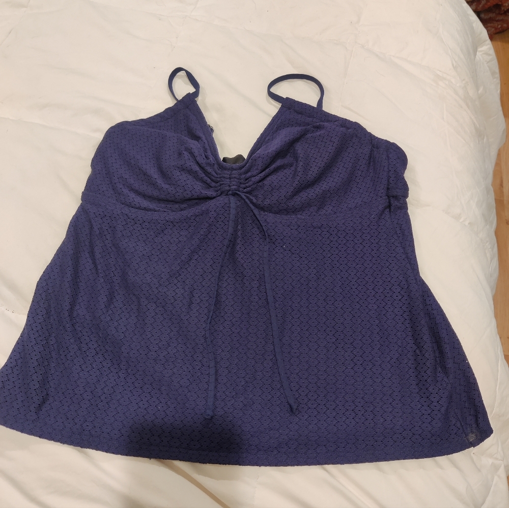 Lands' End Navy Blue One-Piece Tankini Top